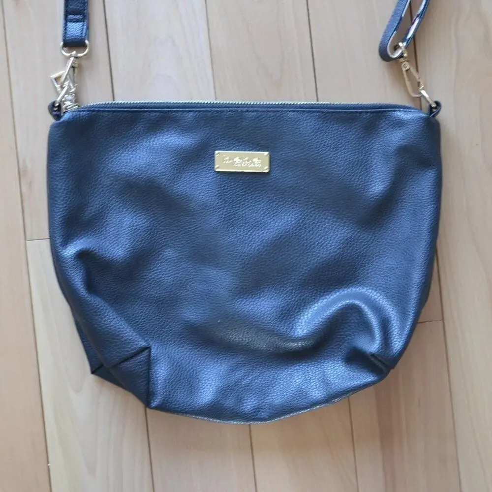 Bebe Leather Crossbody Purse Floral Accent